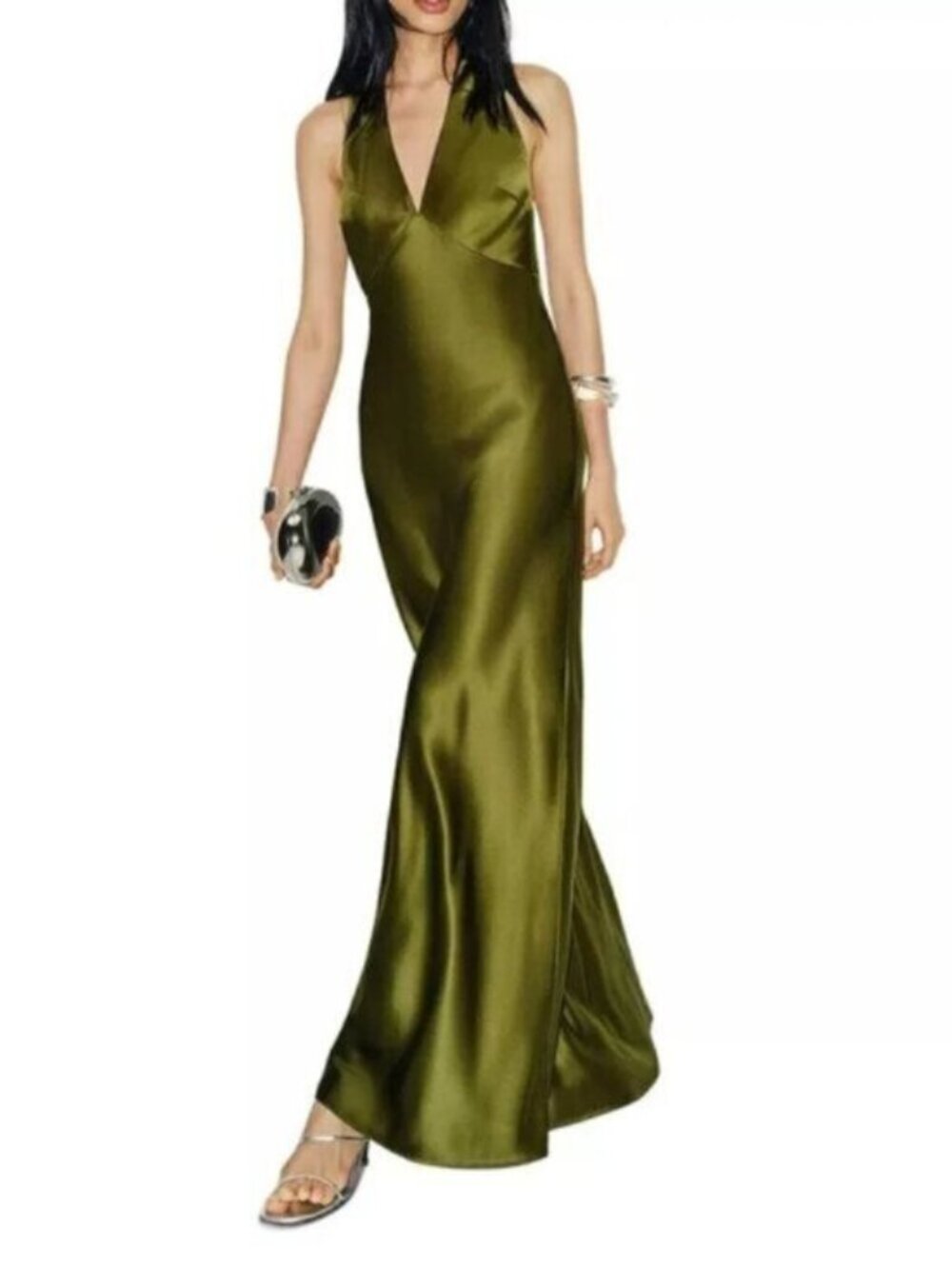 NWT Reformation Daniela Silk Dress Maxi Pear